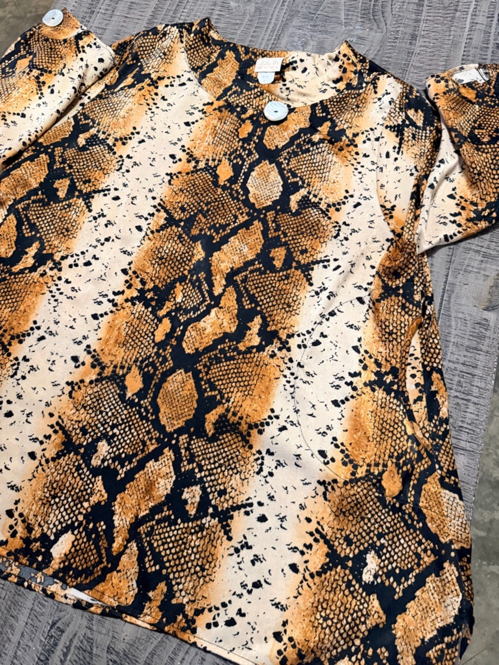 Snake Print Tunic Top in Black and Tan - Picture 3 of 9
